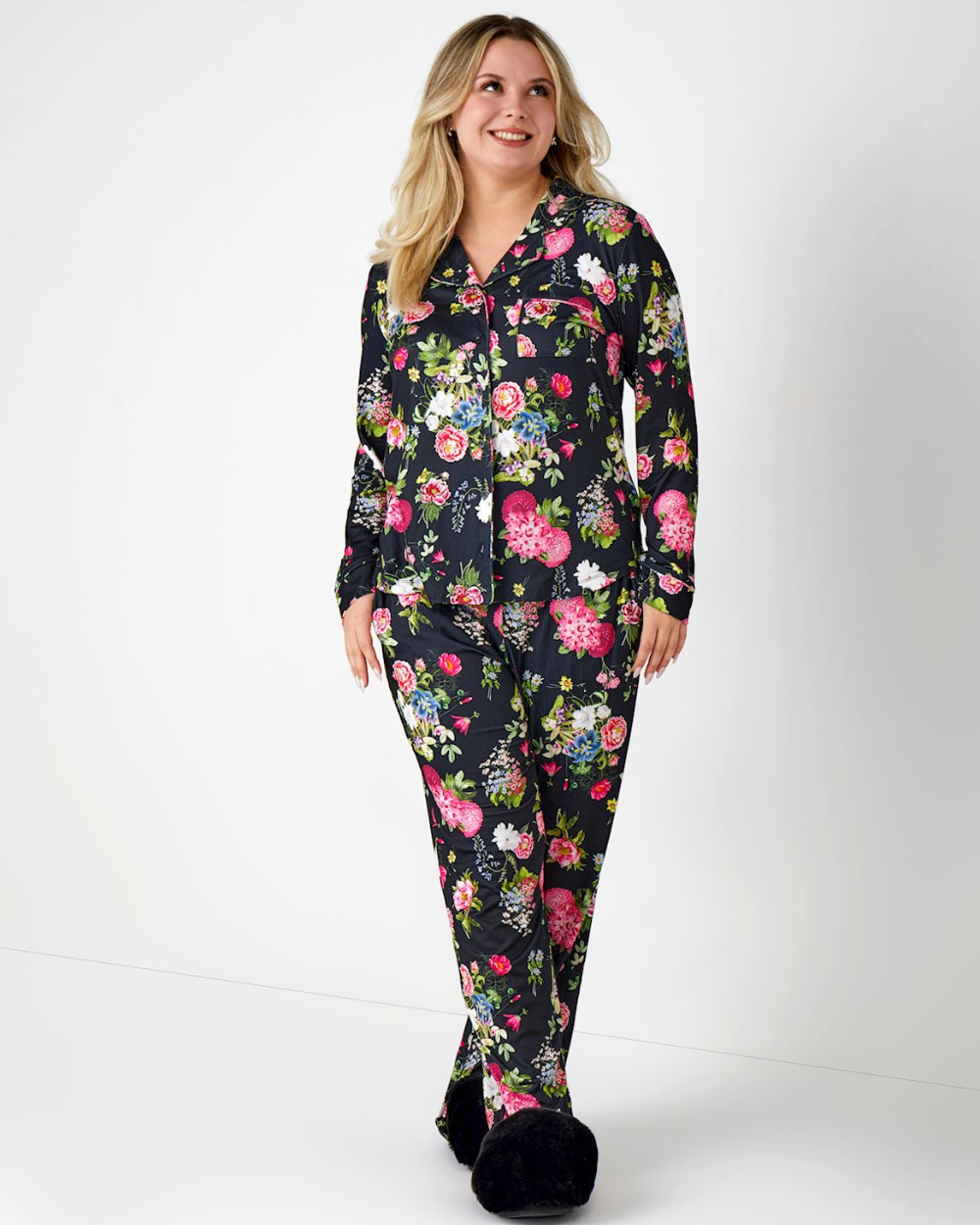 black floral pj pants