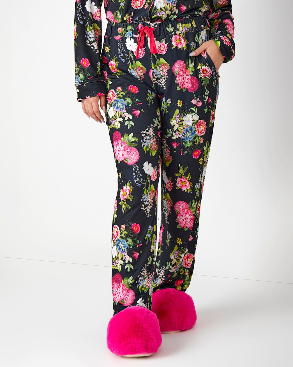 black floral pj pants