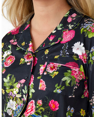 Black floral pajama top