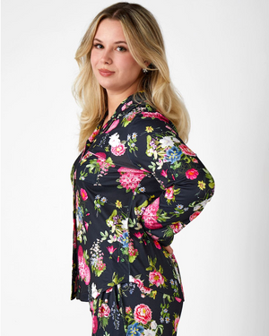 Black floral pajama top