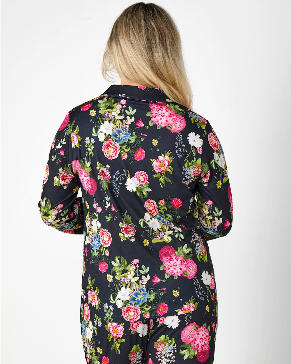 Black floral pajama top