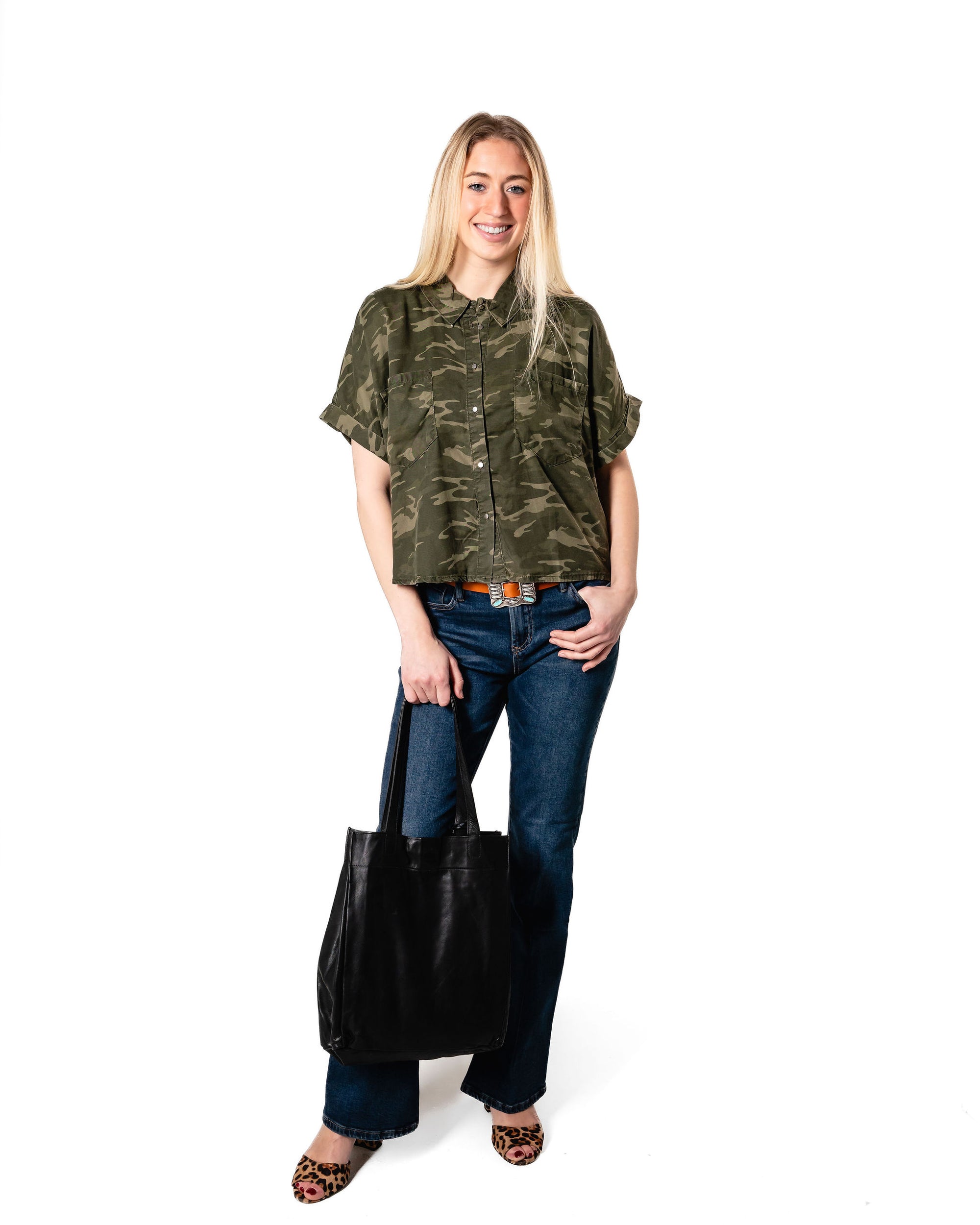 camo button up top