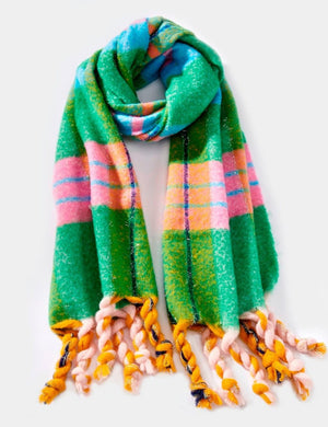 fringe check scarf