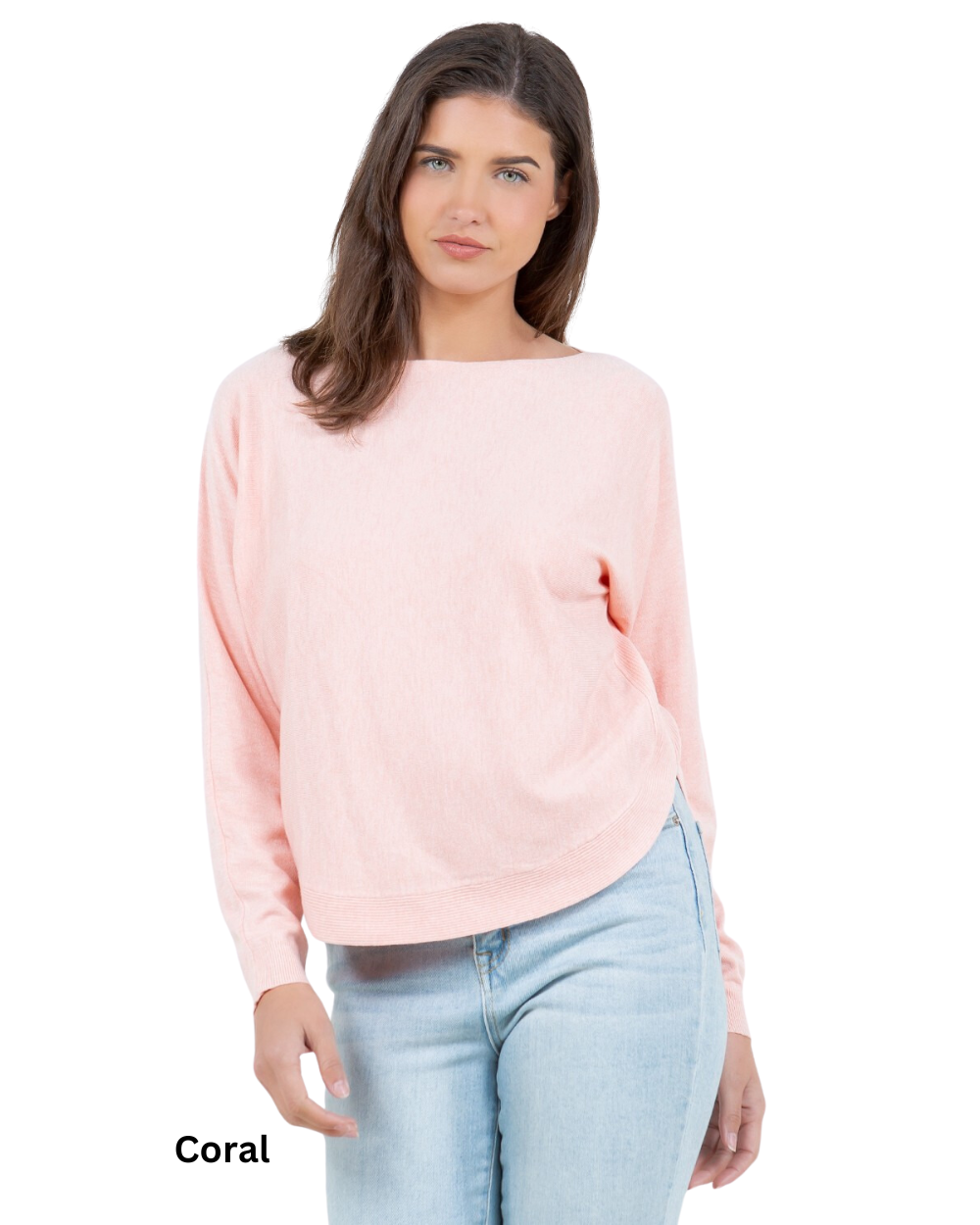 coral boatneck sweater