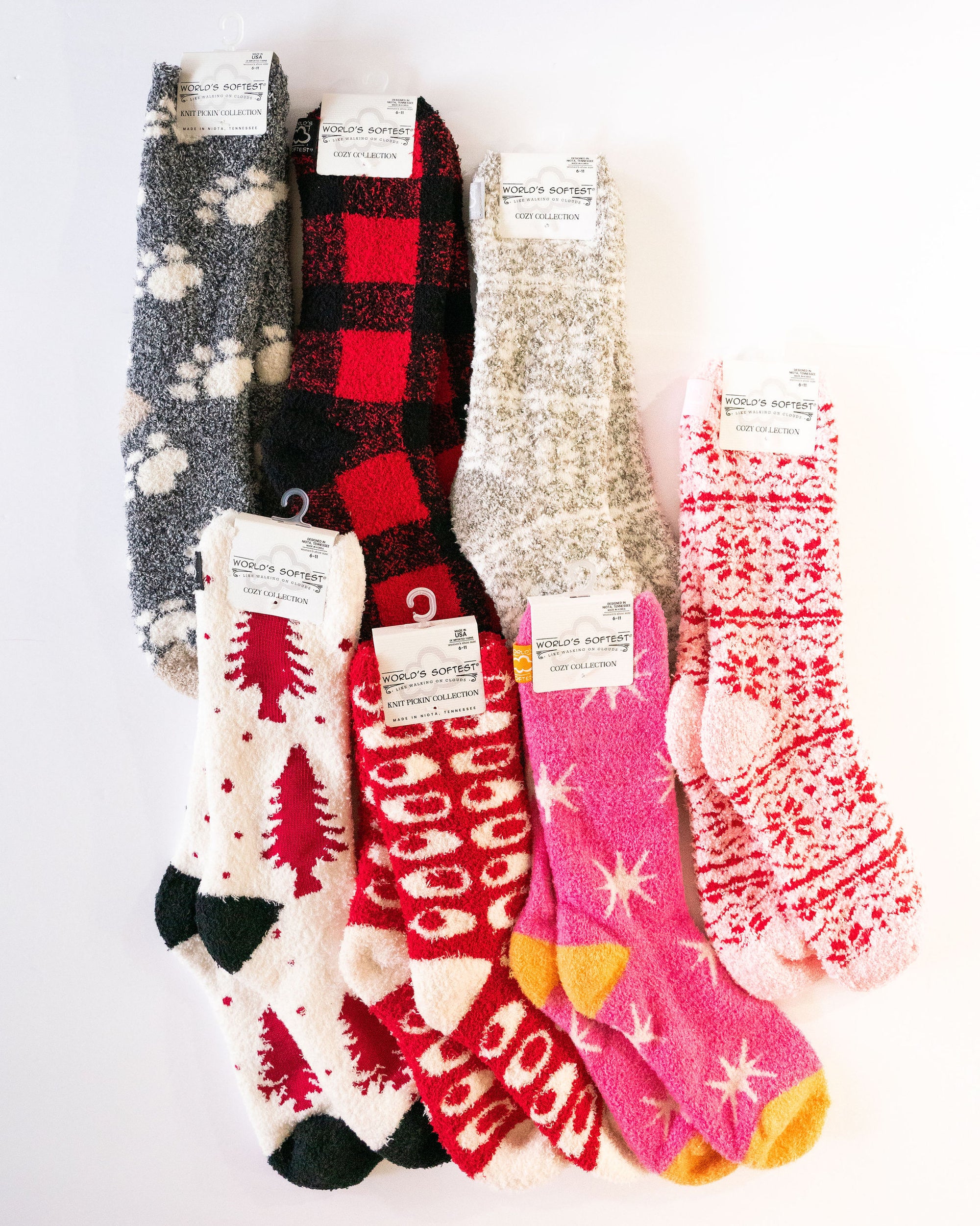 Soft Cozy Crew Pattern Socks - Multi Styles