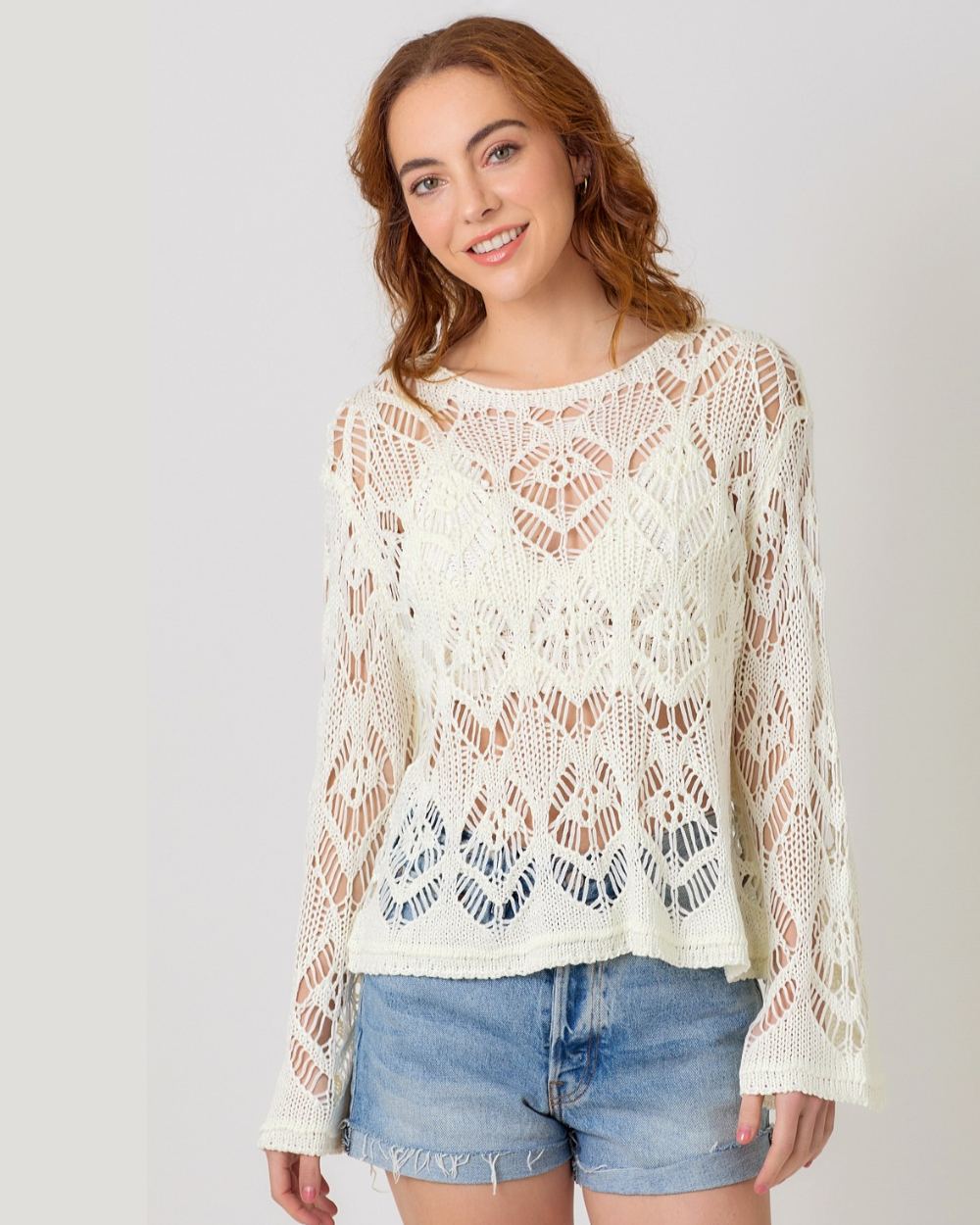 crochet top ivory side view