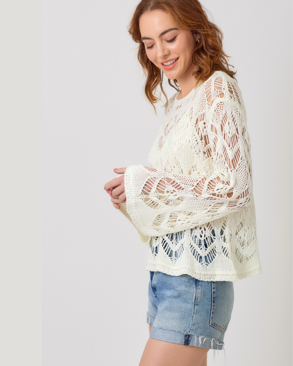 crochet top ivory side view