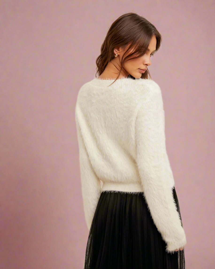 white crop cardigan