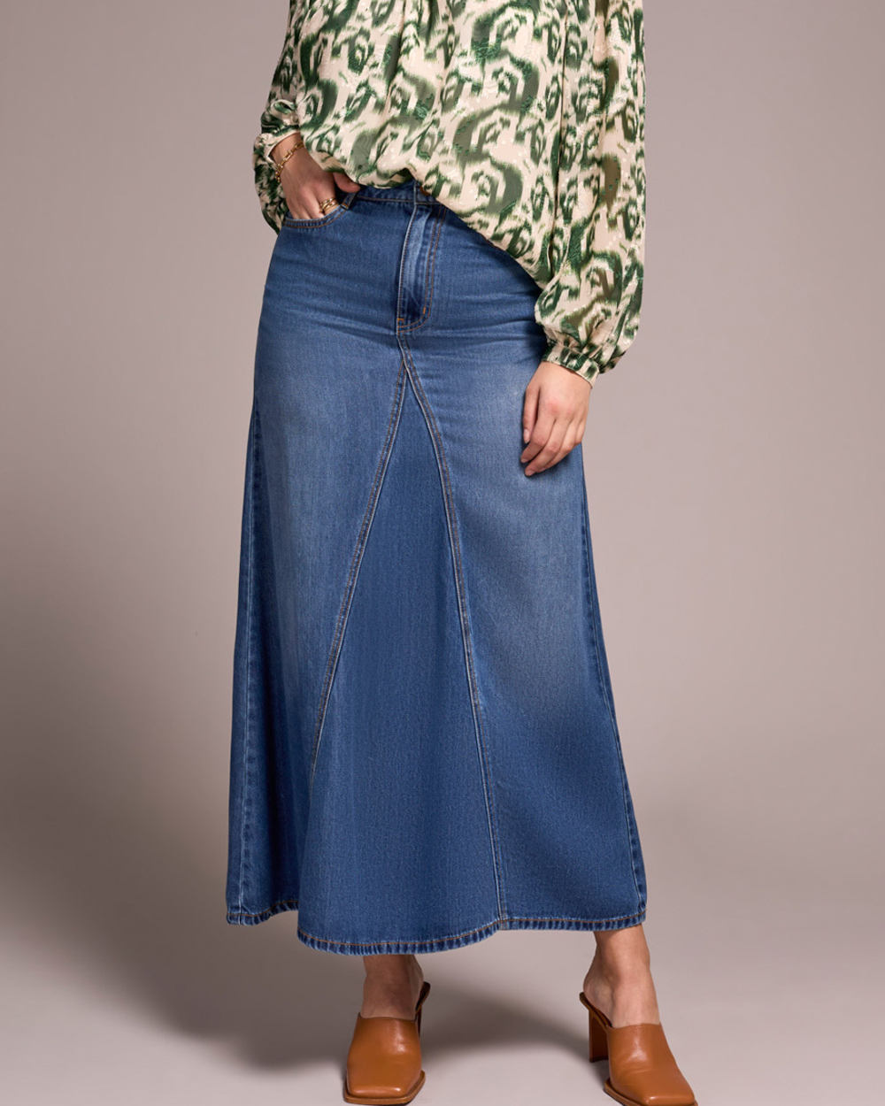flowy denim skirt