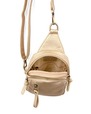 gold open sling bag