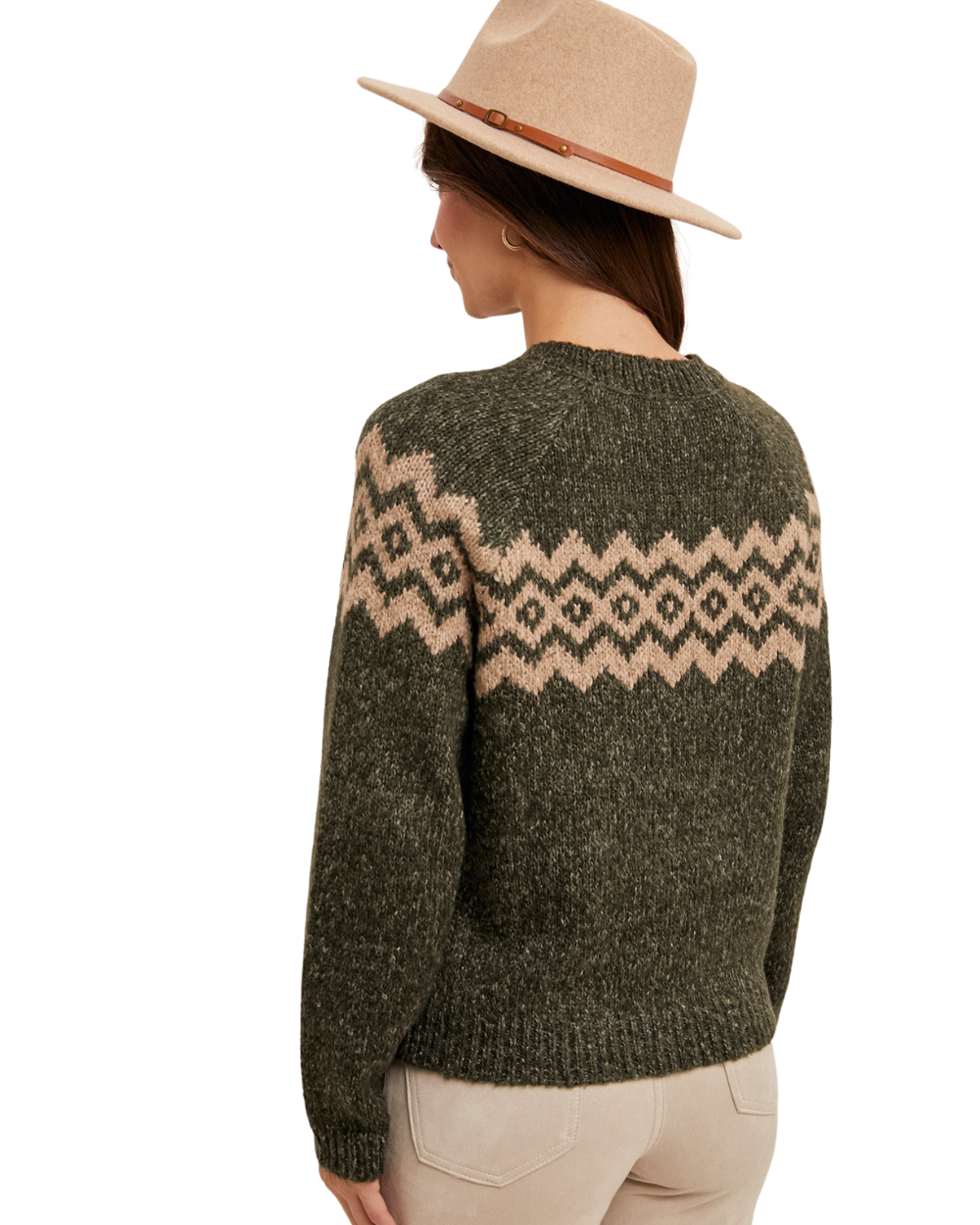 back of green sweater