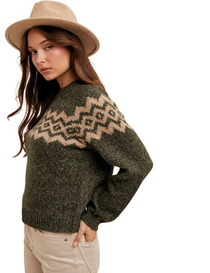 green print sweater side