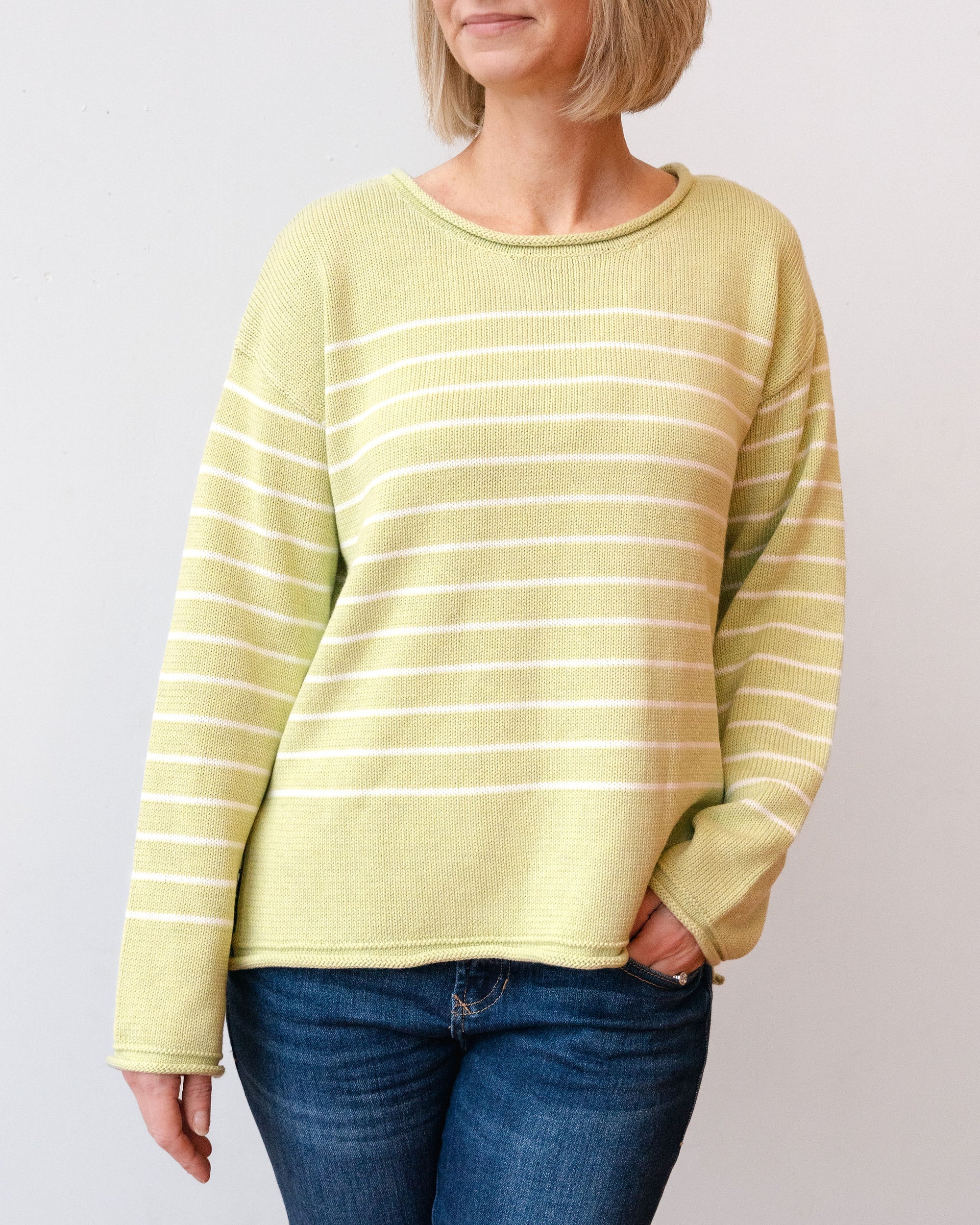 green stripe sweater