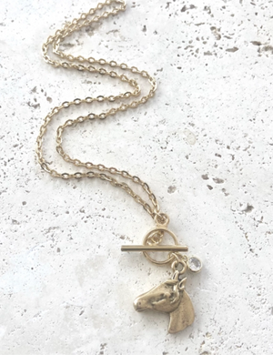 gold horse charm necklace