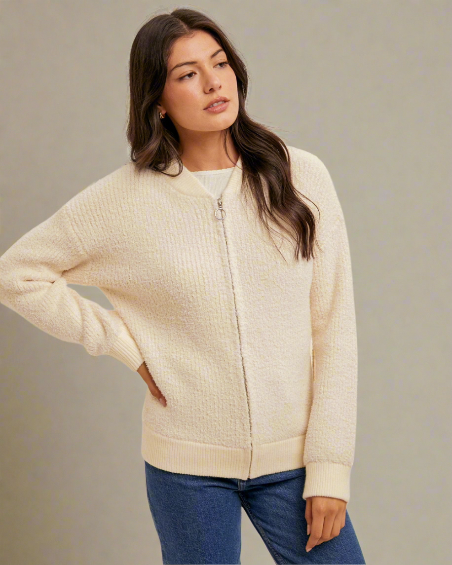 ivory bomber sweater