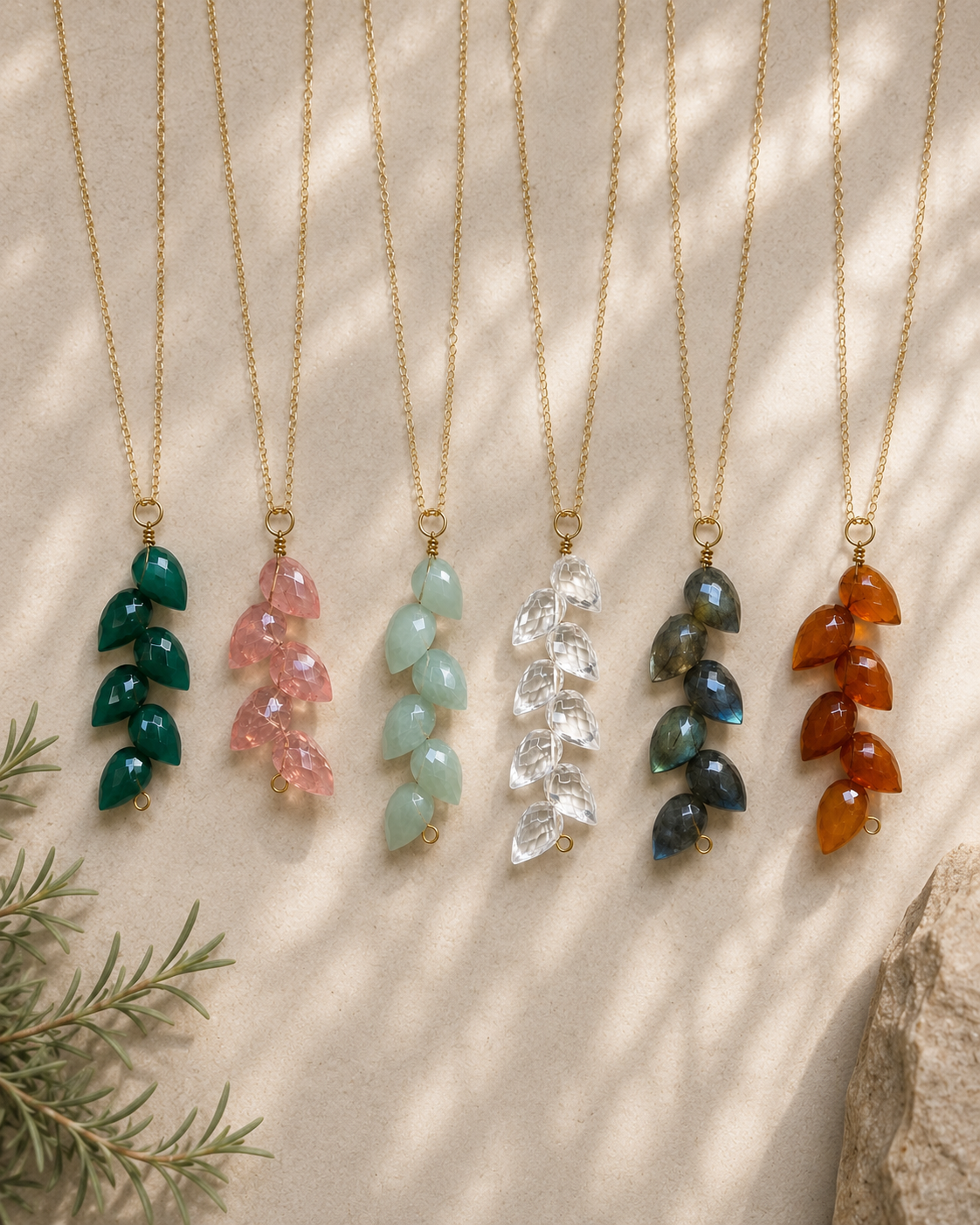 leaf tear drop necklaces