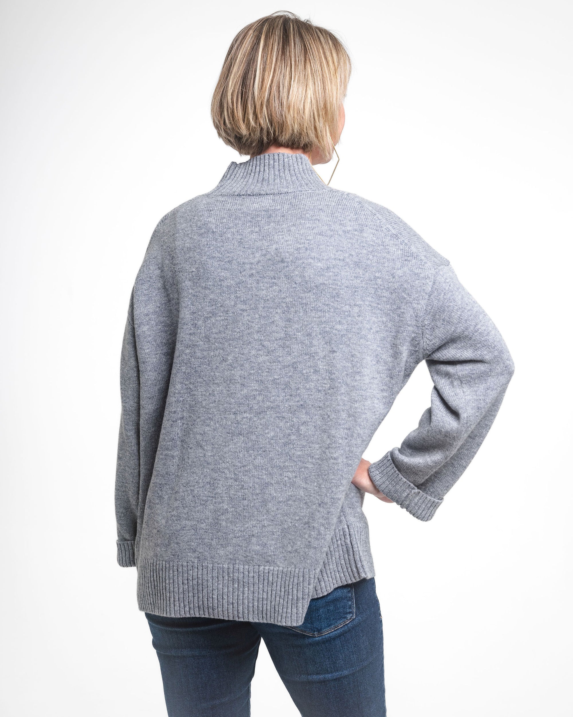 mock neck grey sweater