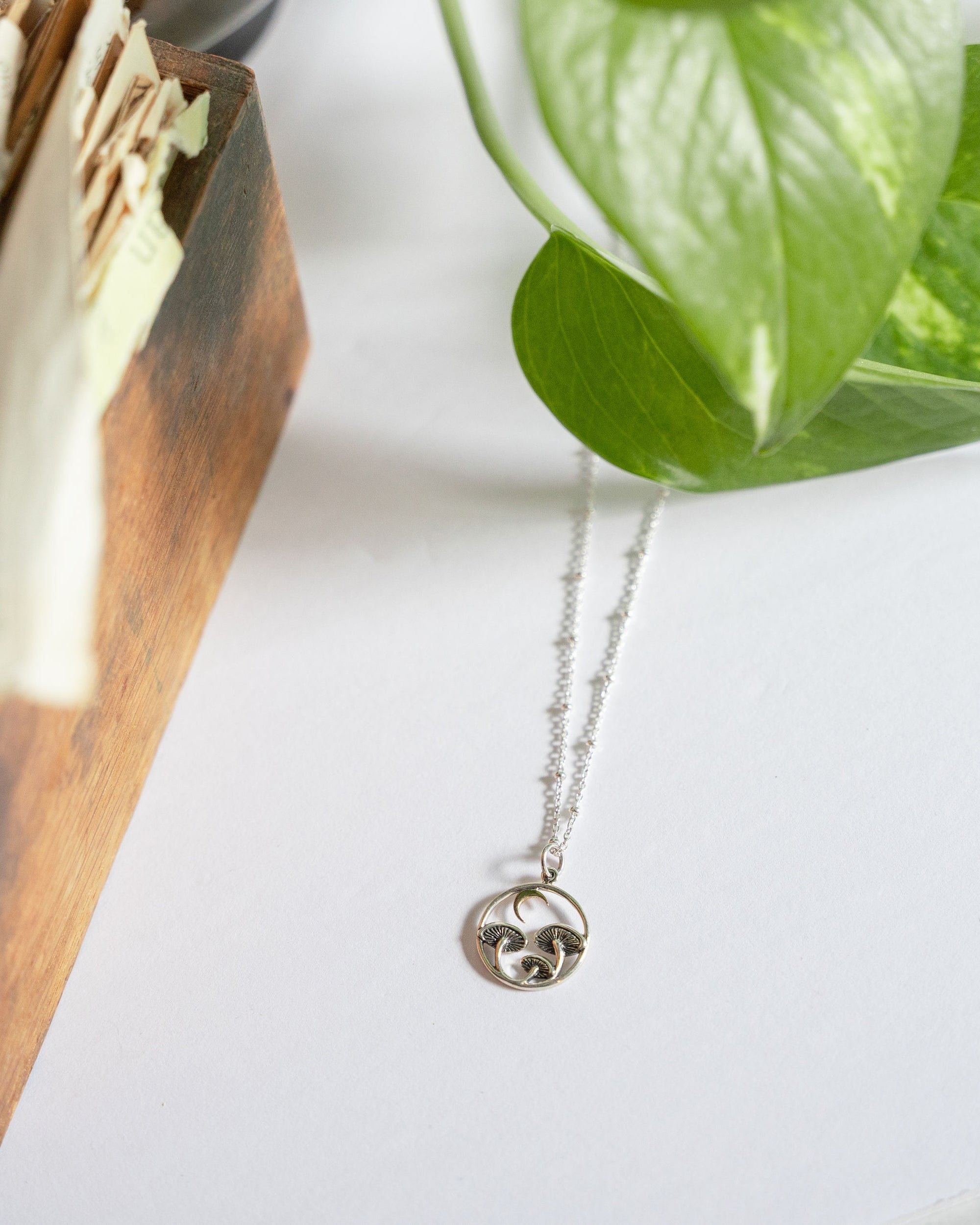 Mushroom with moon necklace