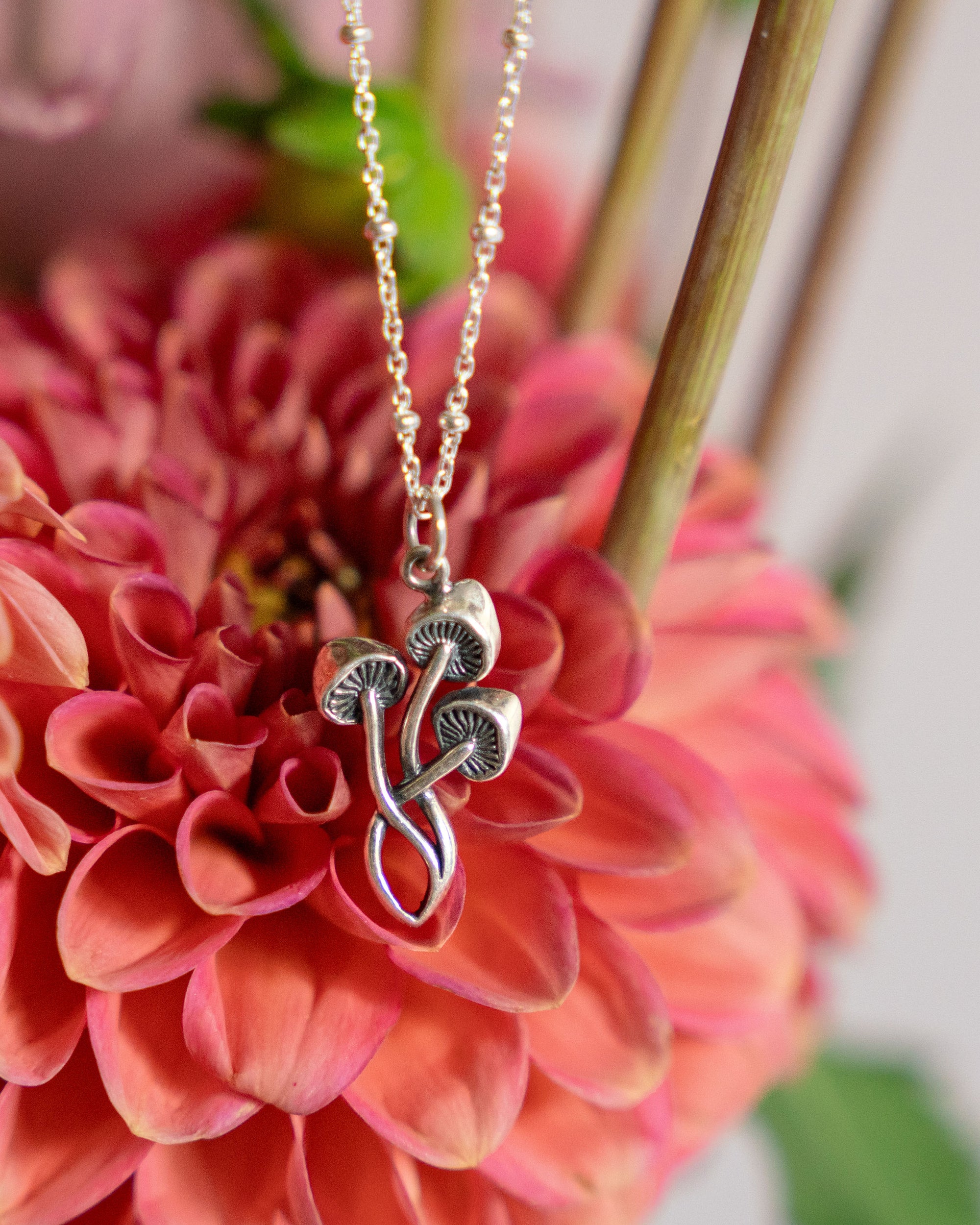 Sterling Silver Mushroom Necklaces