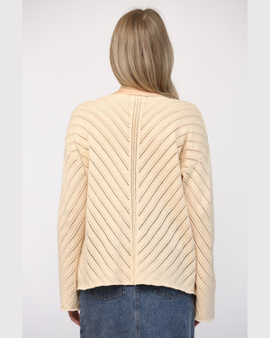 natural pointelle sweater