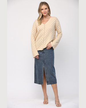 natural pointelle sweater