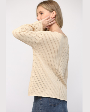 natural pointelle sweater