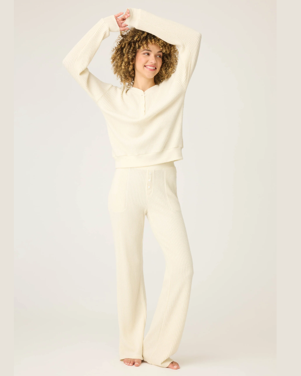 cream waffle pajamas