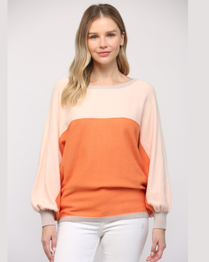 orange colorblock sweater