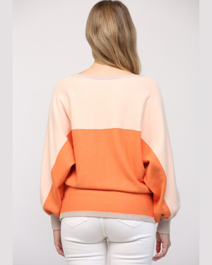 orange colorblock sweater