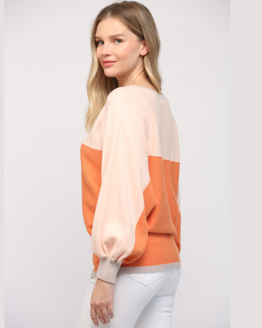 orange colorblock sweater