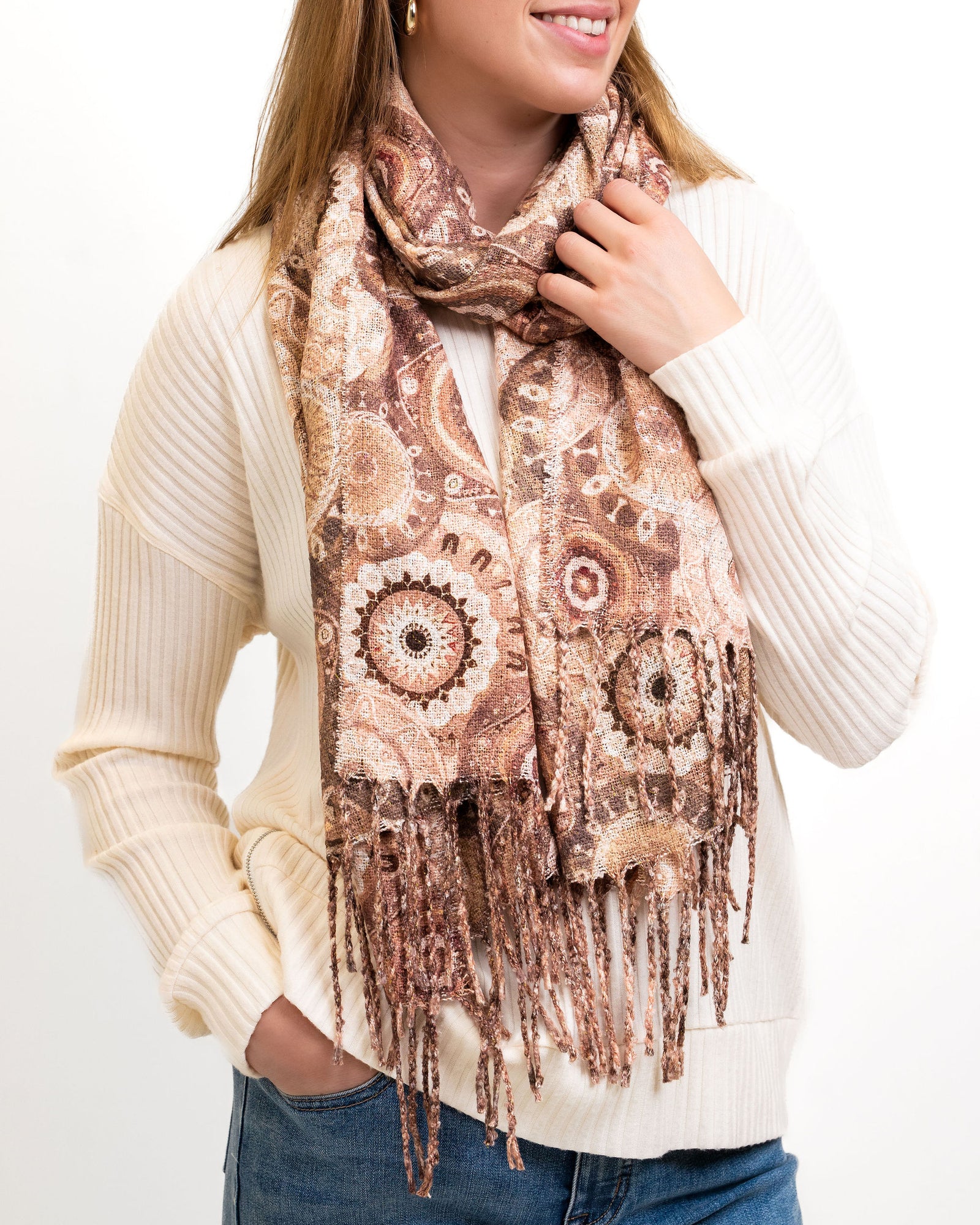 ornate beige scarf
