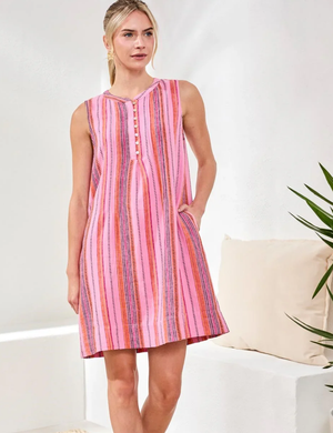 pintuck linen dress