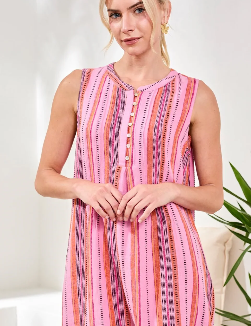 pintuck linen dress