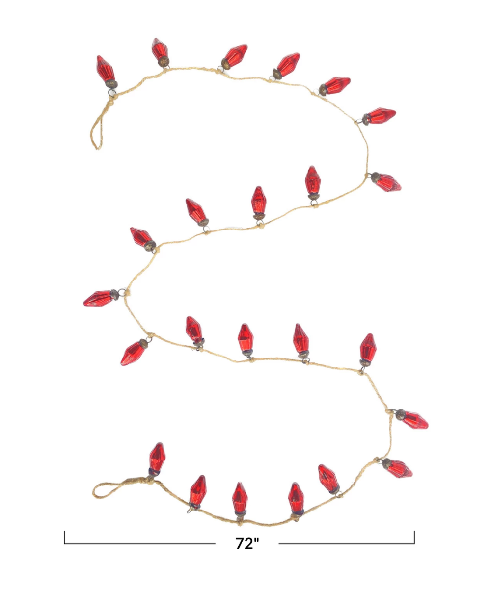 String of red Christmas lights on a beige fabric background