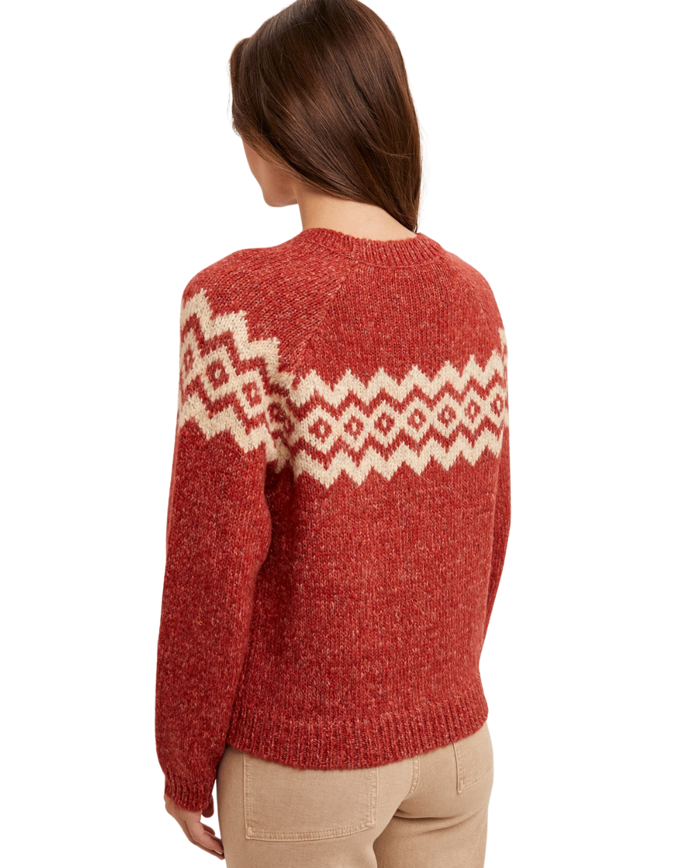 red sweater back