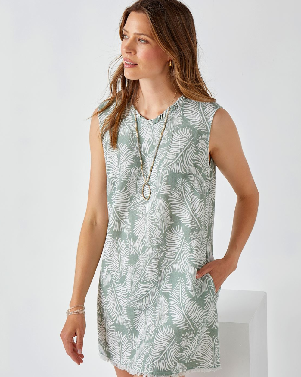 sage print dress