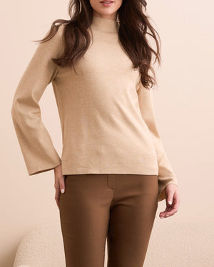 latte mock neck sweater