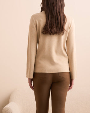 latte mock neck sweater
