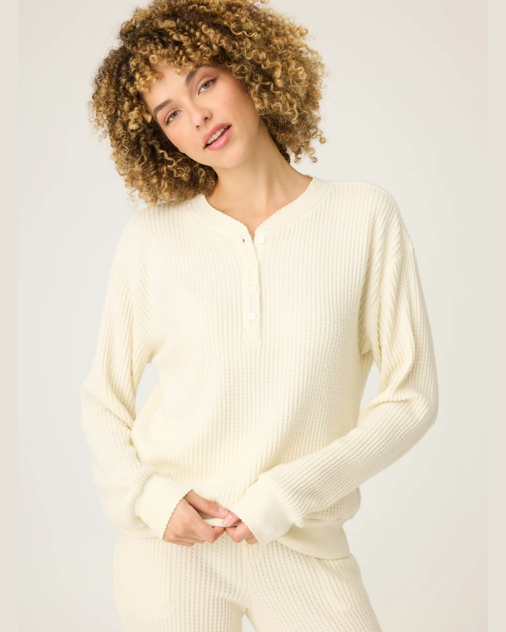 cream waffle pajamas